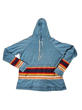 Greg Lauren Light Blue Hoodie With Mixed Stripes Mens Size 3 USA